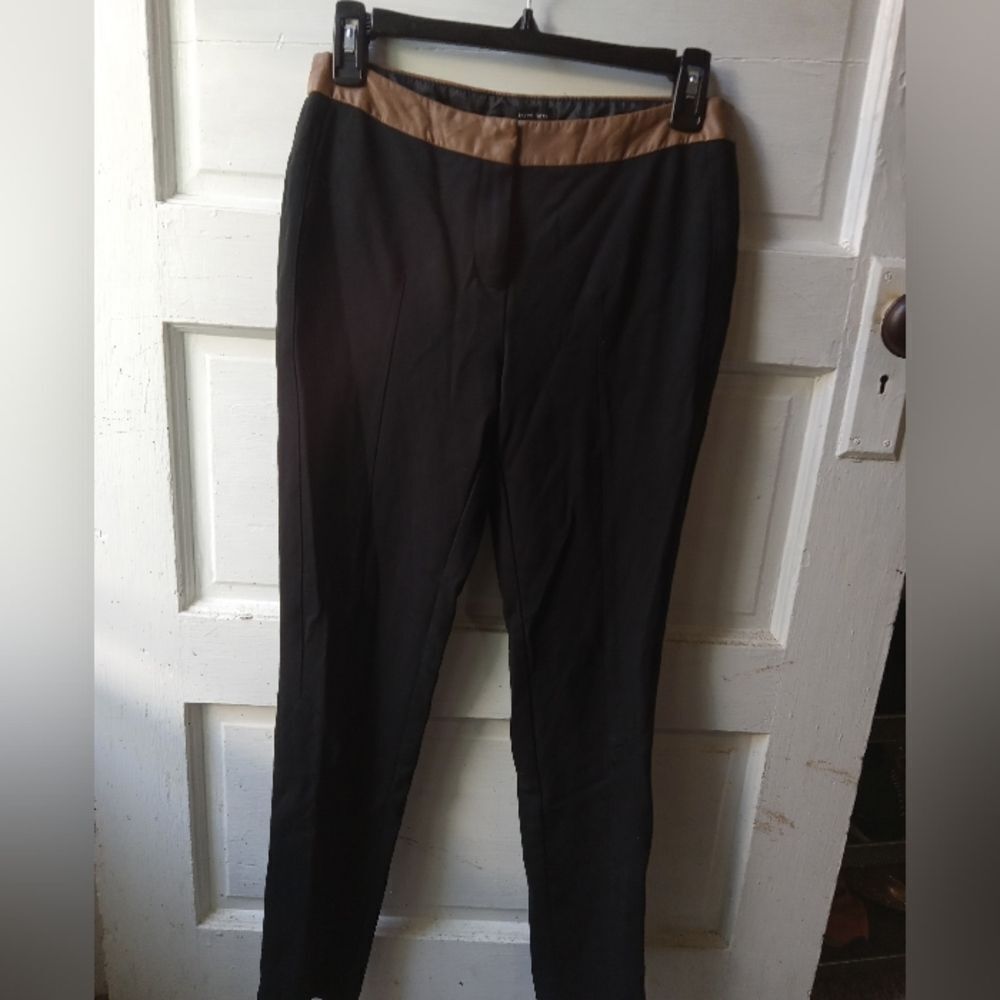 Harve Benard dress pants with gorgeous seaming, gold zippers,&pleather waistband